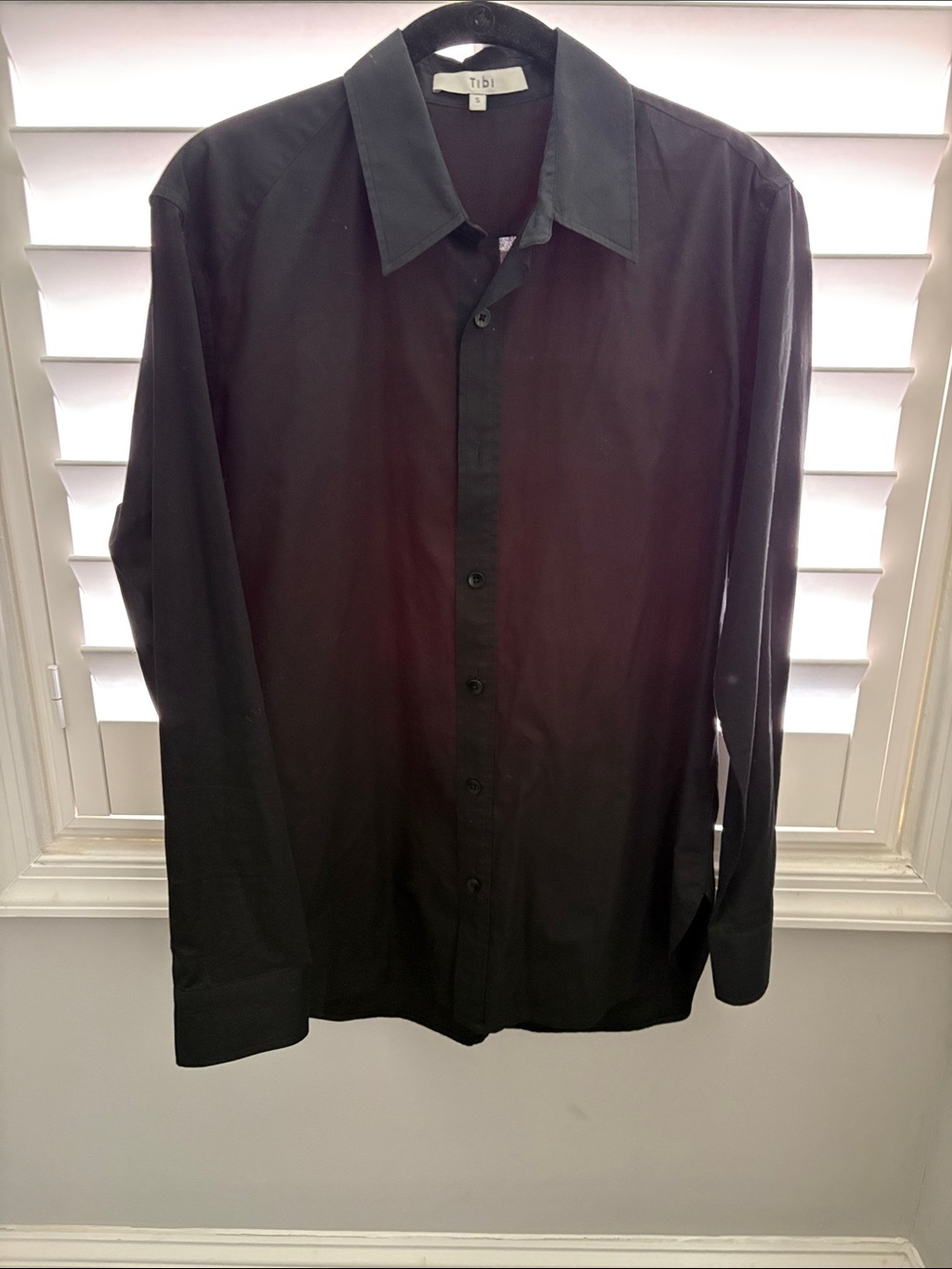 Tibi Black Long-Sleeve Button-Up Dress Shirt